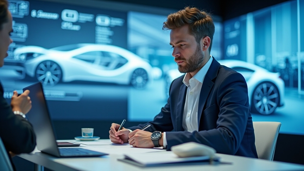 Ajakirjanik uurib automessi kontseptautode disainide detaile