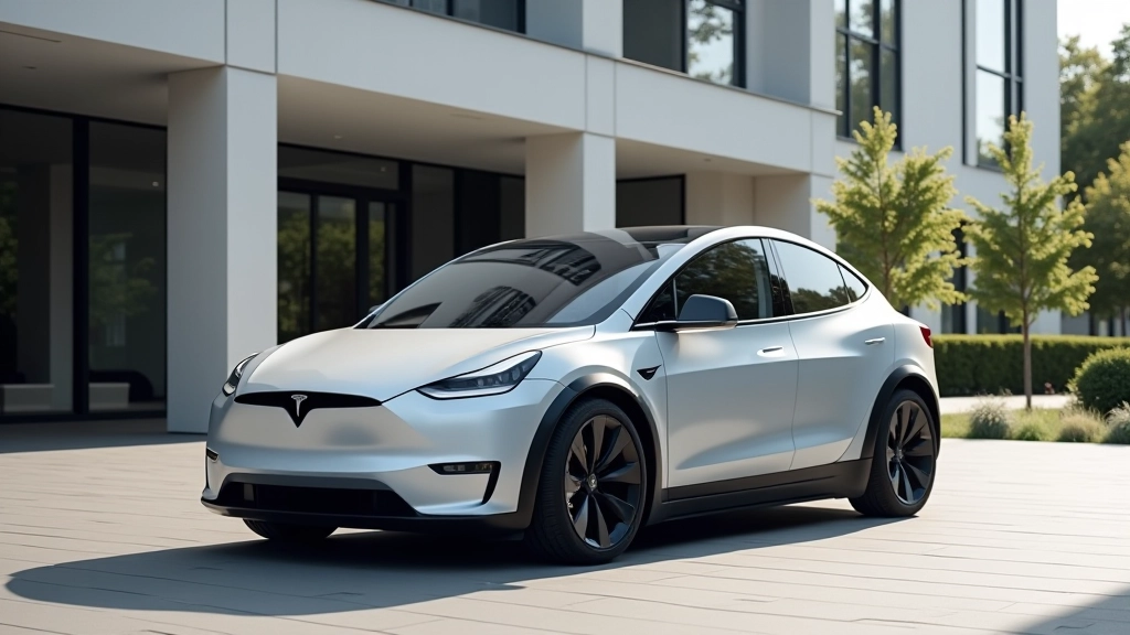 Tesla uusim elektrimudelis, minimalistlik disain, metallikshall värvus
